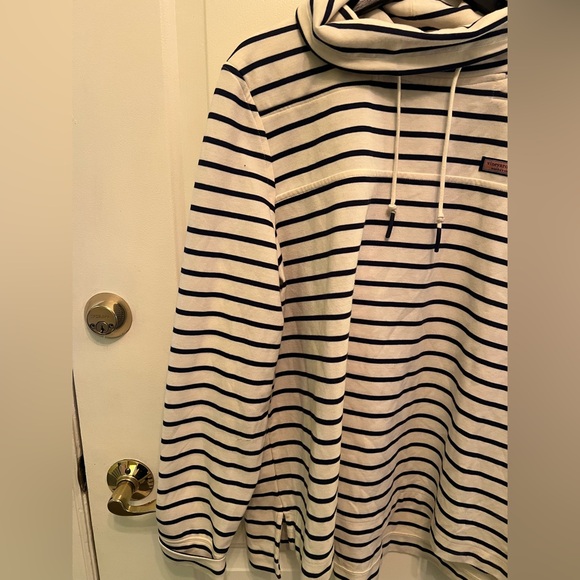 Vineyard Vines Shep Sweatshirt Funnel Neck Drawstring Striped Size XL - Picture 2 of 11
